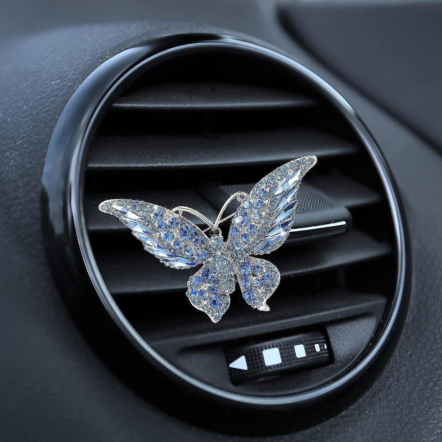 Car Accessories For Women， Car Freshener Vent Clip With 2 Refill Pads， Cute Blue Butterfly Accessories