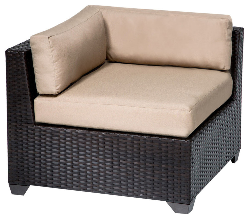 TK Classics Belle 13 Piece Wicker Patio Sofa Set in Tan   Tropical   Outdoor Lounge Sets   by Homesquare  Houzz