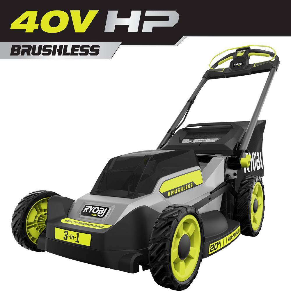 RYOBI RY401018BTL 40V HP Brushless 20 in. Cordless Electric Battery Walk Behind Self-Propelled Mower (Tool Only)