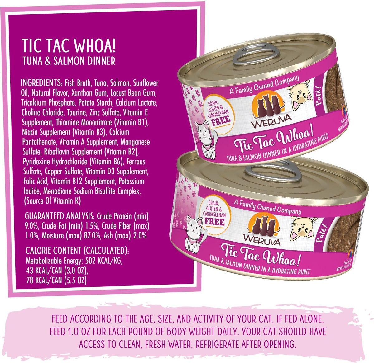 Weruva Classic Cat Tic Tac Whoa Tuna and Salmon Pate Canned Cat Food