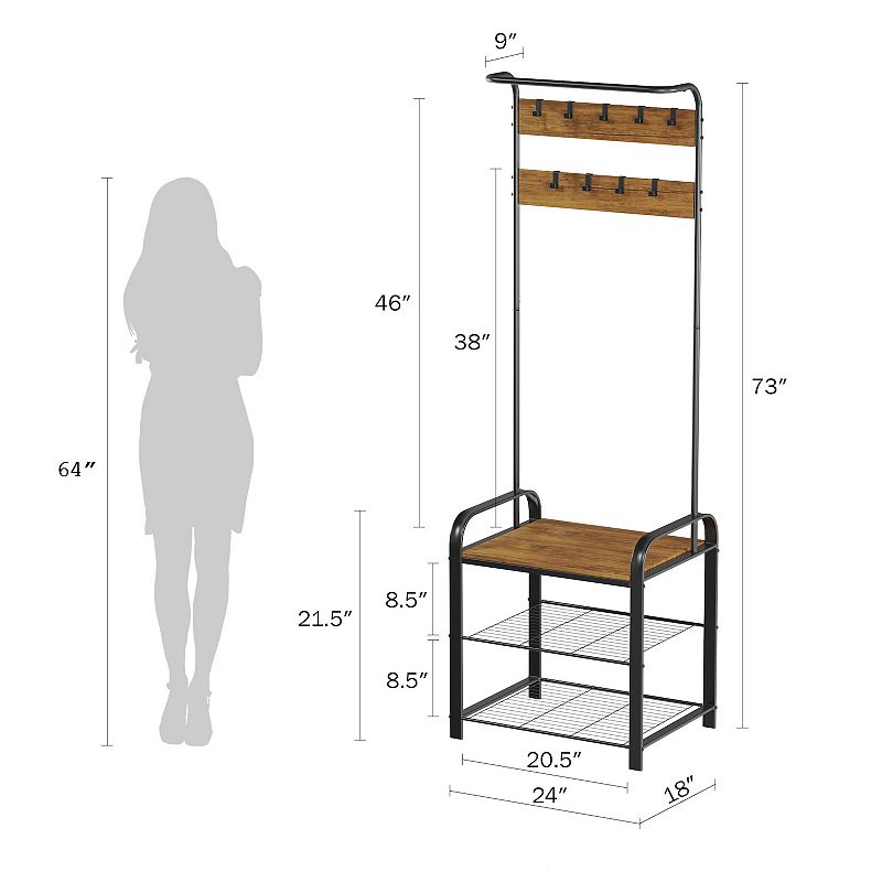 Lavish Home Entryway Coat Rack and Storage Bench