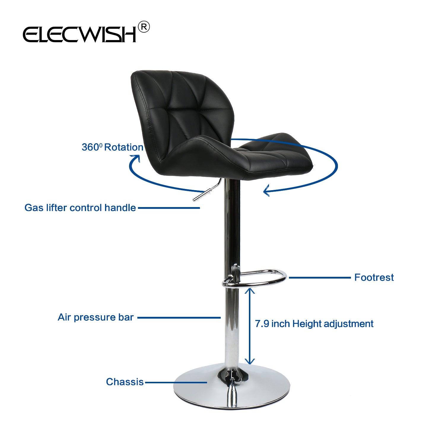 ELECWISH 3 Pieces Barstool and Pub Table Set Adjustable Height Swivel White Wood Round Table and Padded PU Leather Bar Chair Dining Set