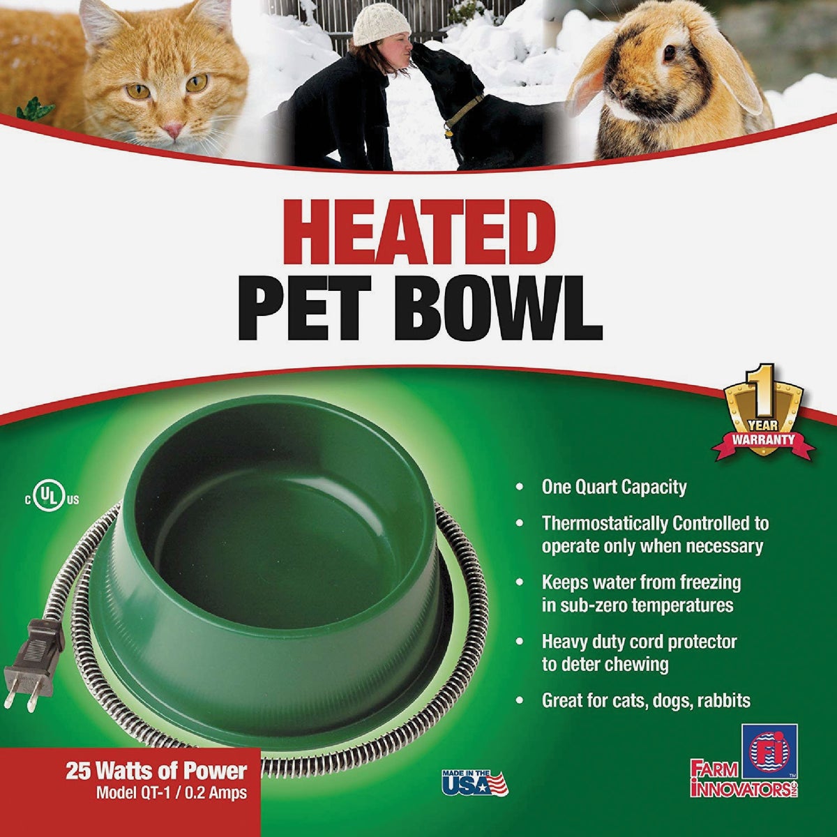 Farm Innovators Heated Pet Bowl Green