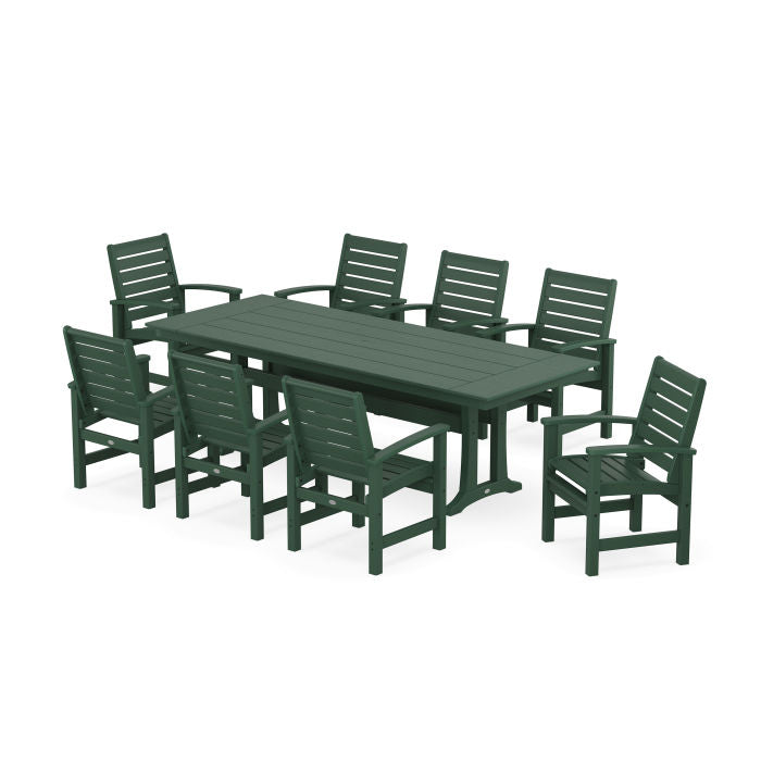 Polywood Signature 9-Piece Farmhouse Dining Set with Trestle Legs PWS1446-1