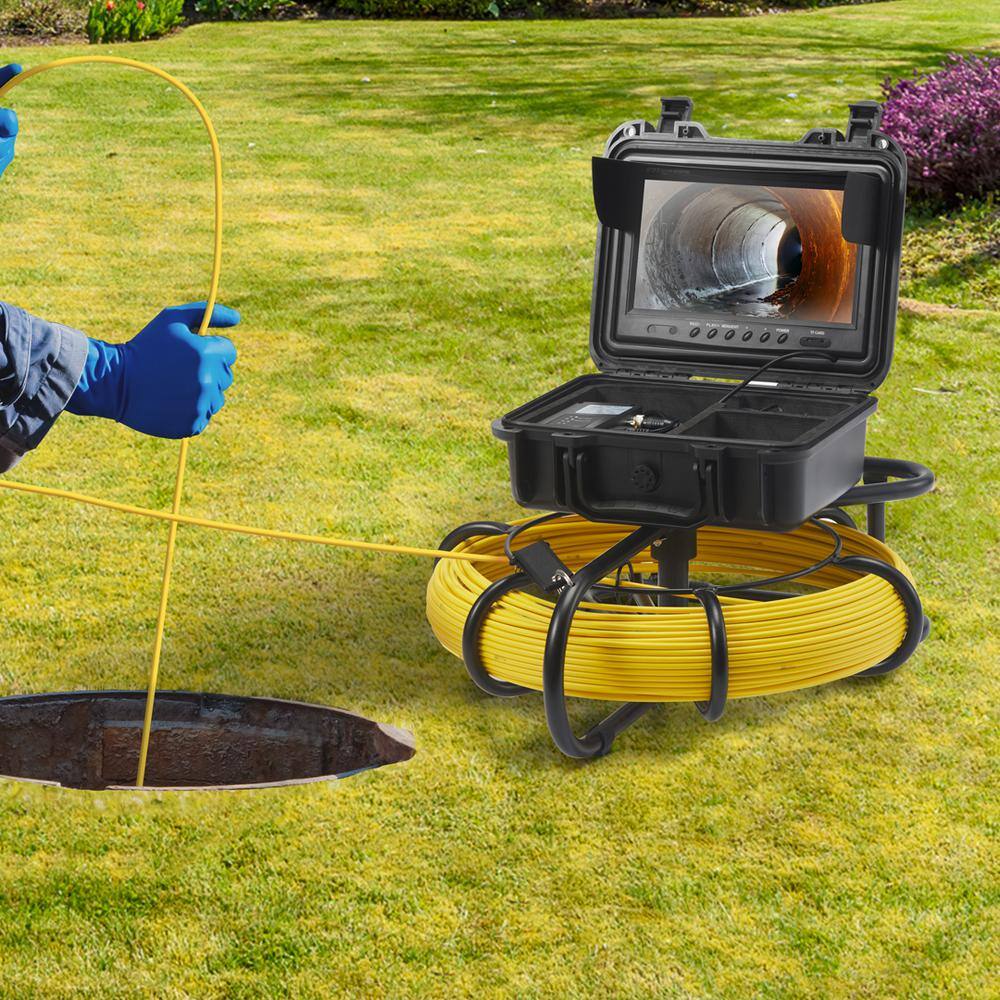 VEVOR Sewer Pipe Camera 9in. Screen Pipeline Inspection Camera 230 ft. IP68 with DVR Function12 LED Light for Duct Drain Pipe JLKXSGDNKJ970N4XSV1