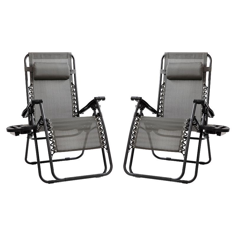 Flash Furniture Adjustable Folding Zero Gravity Reclining Lounge Chair 2-piece Set