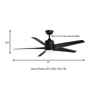 Hampton Bay Mena 54 in. White Color Changing Integrated LED IndoorOutdoor Matte Black Ceiling Fan with Light Kit and Remote Control 99919