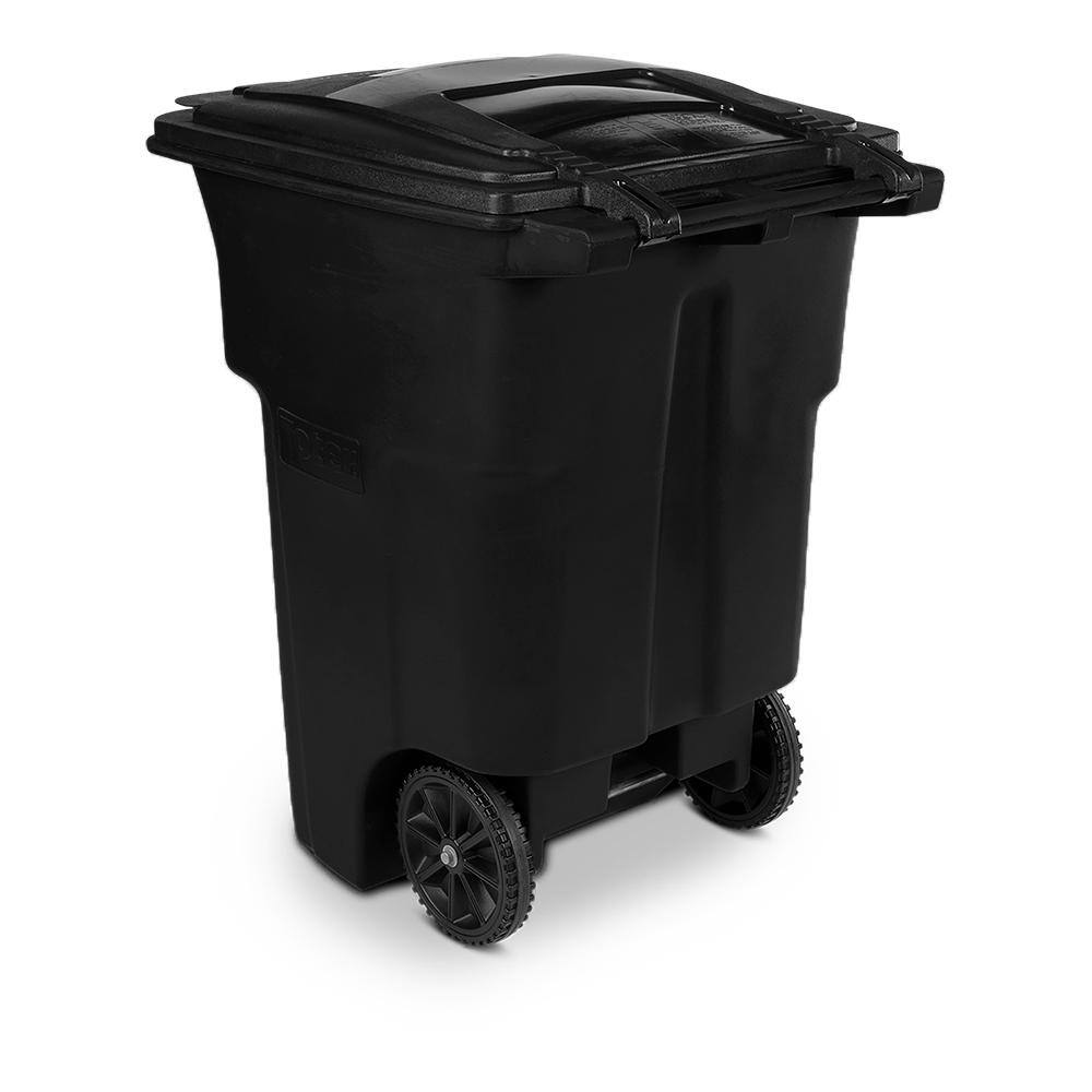 Toter 96 Gallon Black Rolling Outdoor GarbageTrash Can with Wheels and Attached Lid 79296-R2200