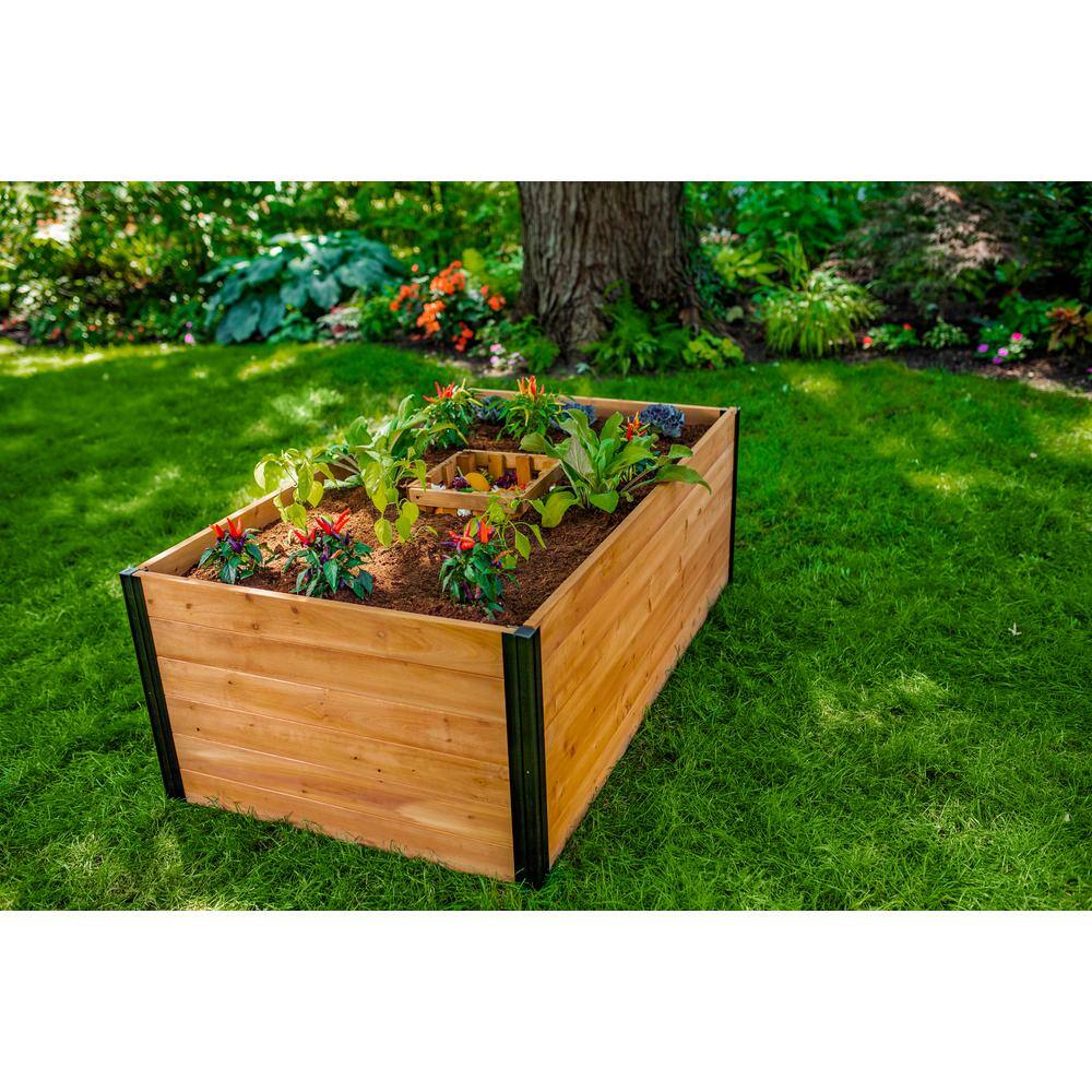 VITA Mezza 3'L x 5'W x 22H Cedar Keyhole Composting Garden Golden Brown VT17702 VT17702