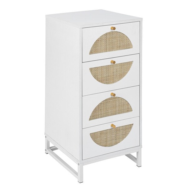 Natural Rattan Storage Cabinet Chest with 4 Drawers - - 36963580