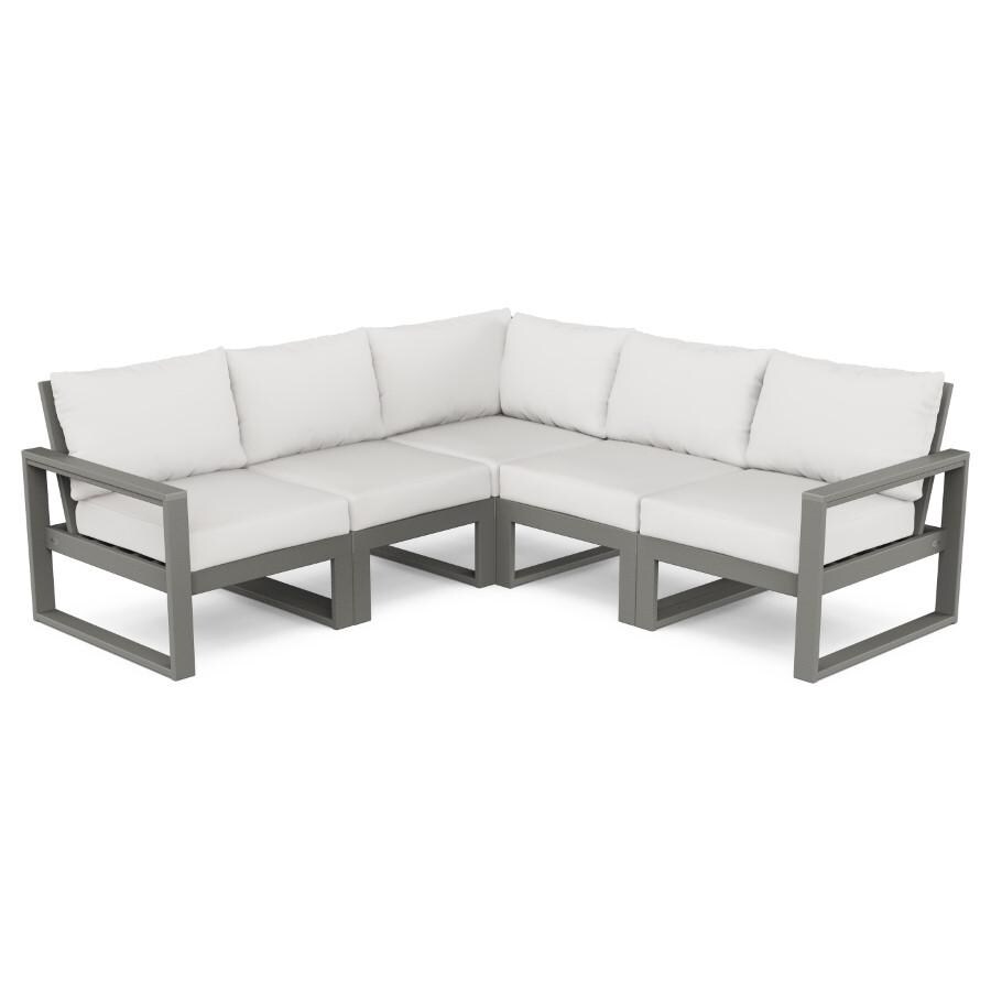 POLYWOOD EDGE 5-Piece Modular Deep Seating Set in Slate Grey / Natural Linen