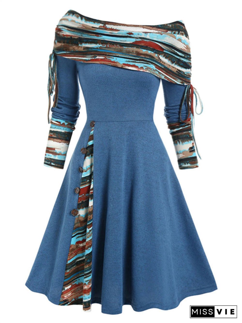 Women's Long Sleeve Graphic Midi Dress