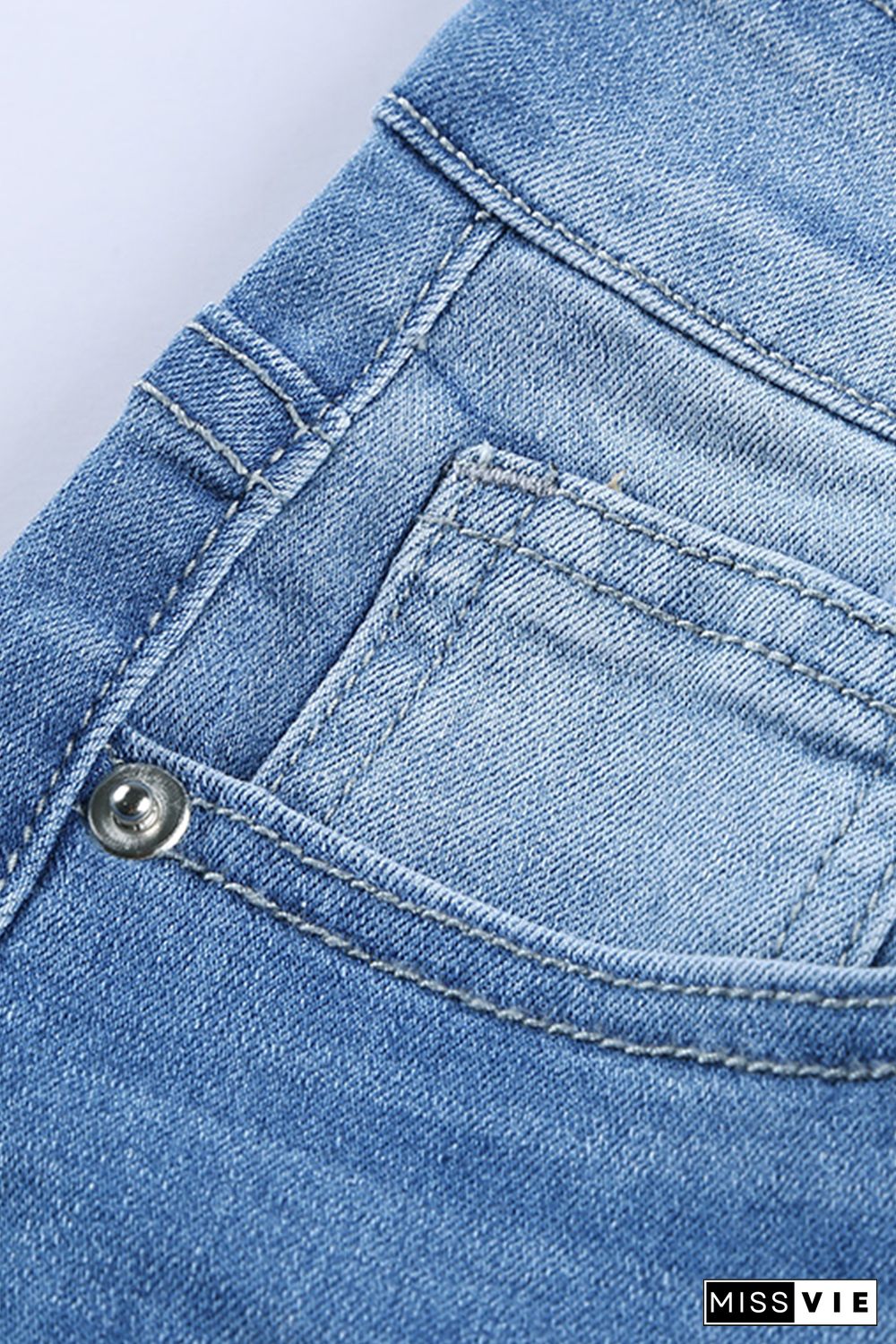 Faded Mid High Rise Jeans with Holes