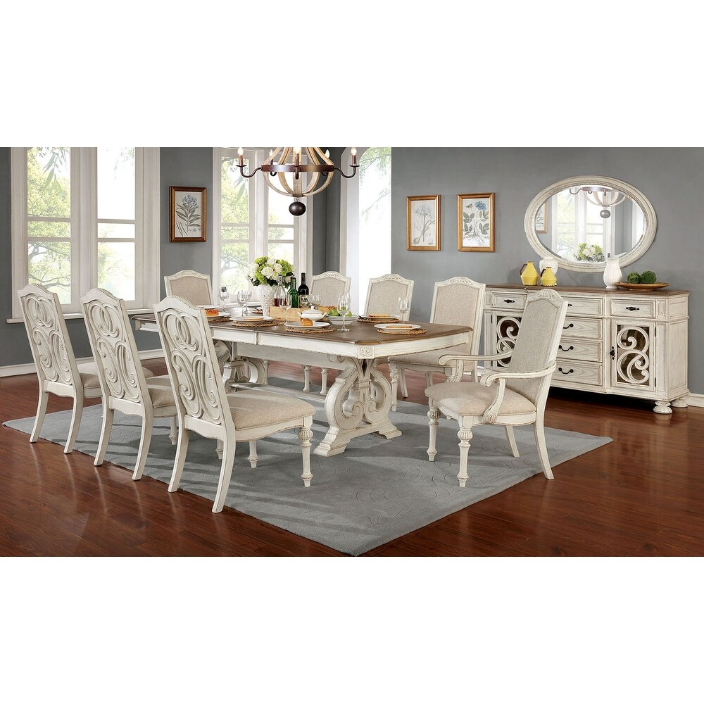 Wood Dining Table in Antique White   Antique White