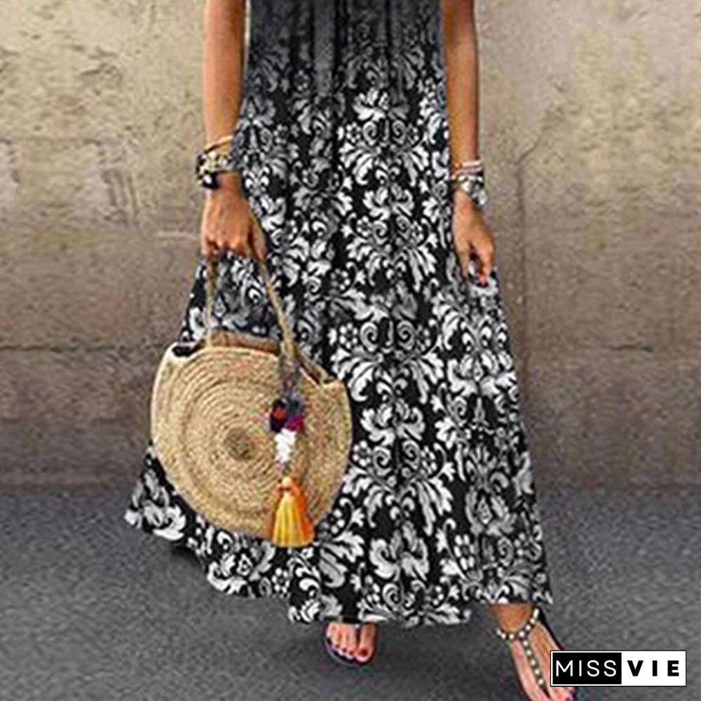 Women New Lace Half Sleeve Loose Floral Dress Autumn Harajuku Pullover A-Line Maxi Dress Retro Casual O-Neck Long Dress Vestidos