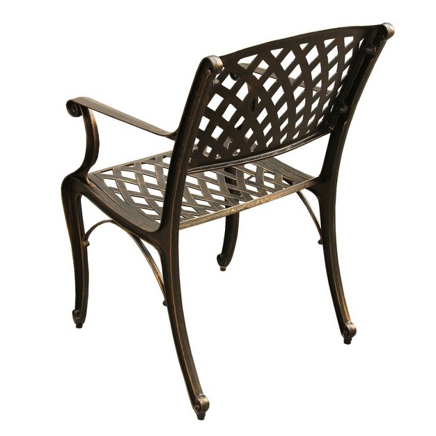 Modern Outdoor Mesh Lattice Aluminum Dining Chair Bronze Oakland Living