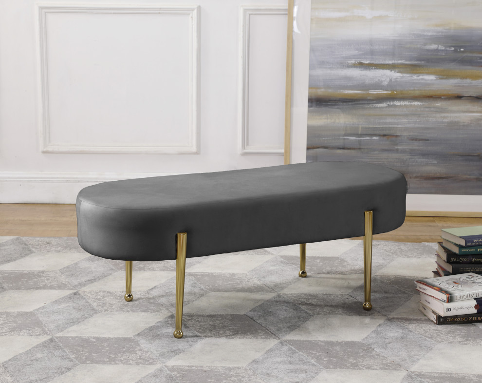 Gia Velvet Bench Parent   Midcentury   Upholstered Benches   by Meridian Furniture  Houzz