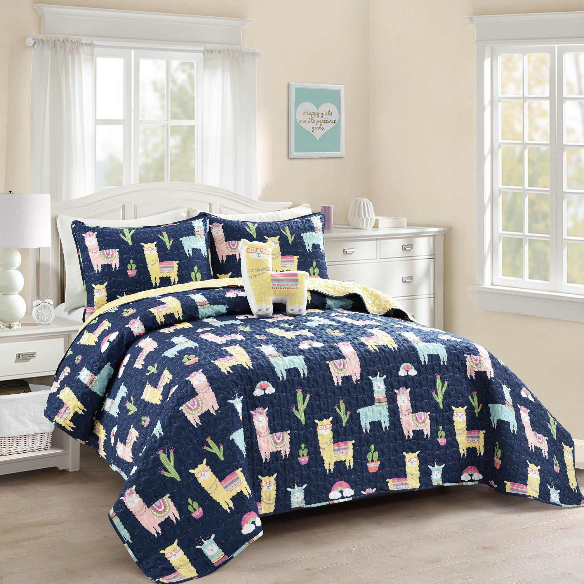 Southwest Llama Cactus Reversible Quilt Set