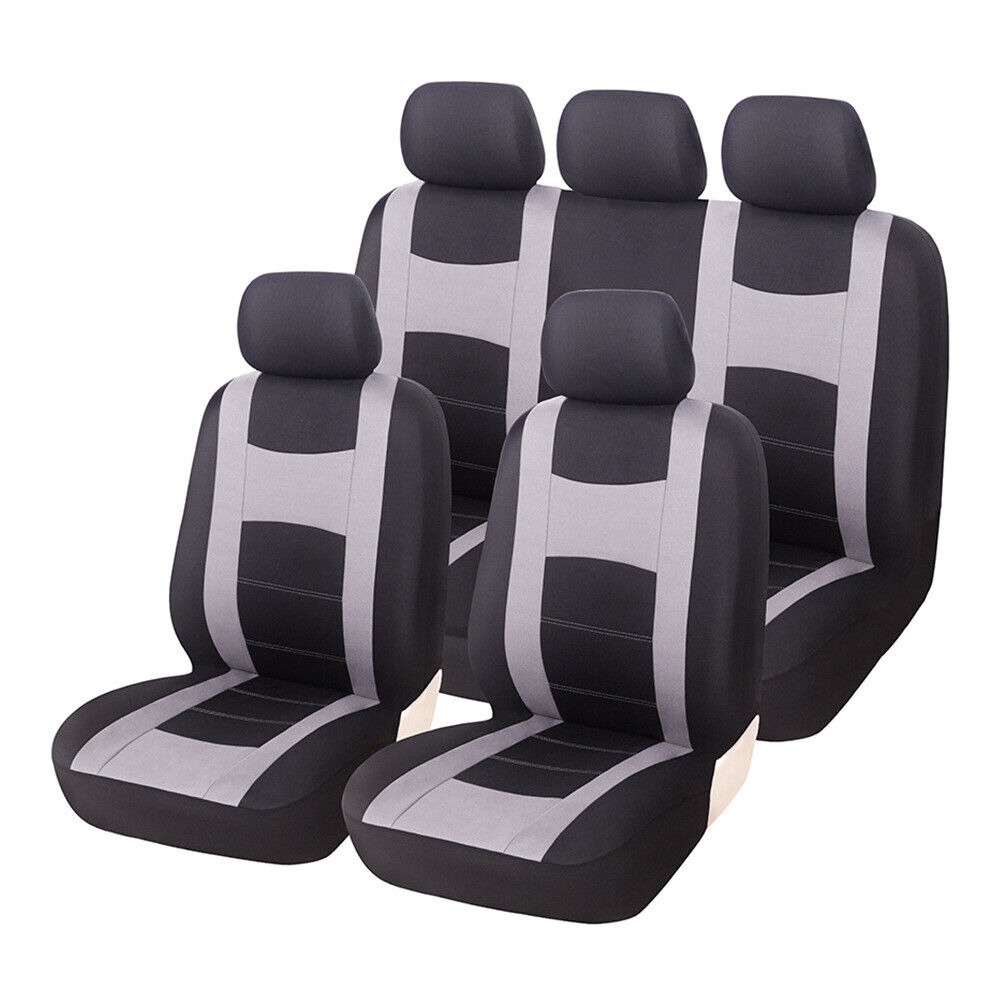 Gray Car Seat Covers Full Set， Includes Front Seat Covers and Rear Bench Seat Cover for Cars Trucks SUV， Automotive Interior Car Accessories