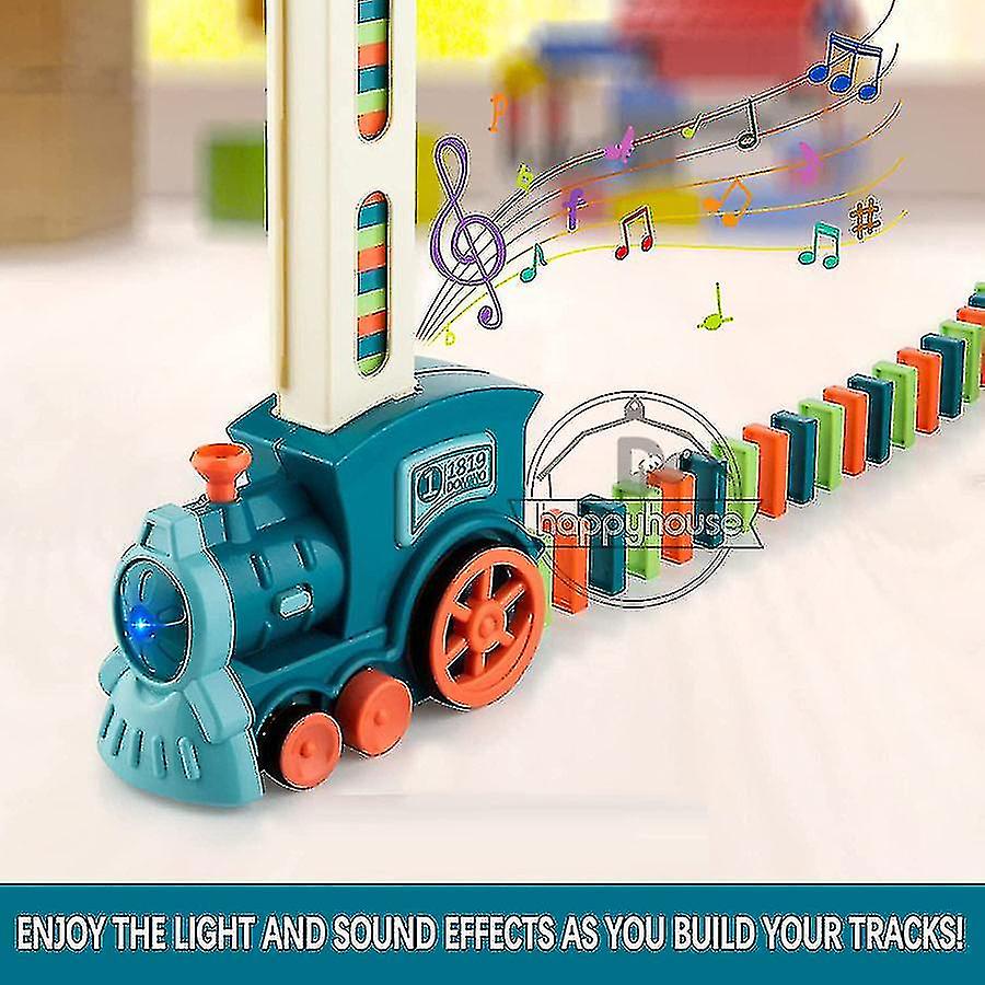 Domino Train Car Sound Light Domino Blocks Set For Kids Building Stacking Toy Block Domino Set For Children Baby Educational Toy