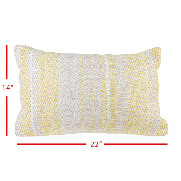 Yellow amp Gray 14x22 Hand Woven Filled Outdoor Pillow Foreside Home amp Garden