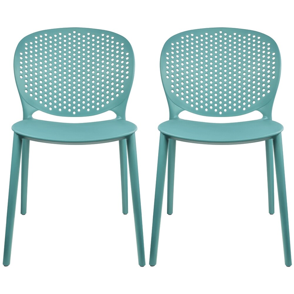 Armless Stacking Molded Matte Dining Side Chairs (Set of 2)