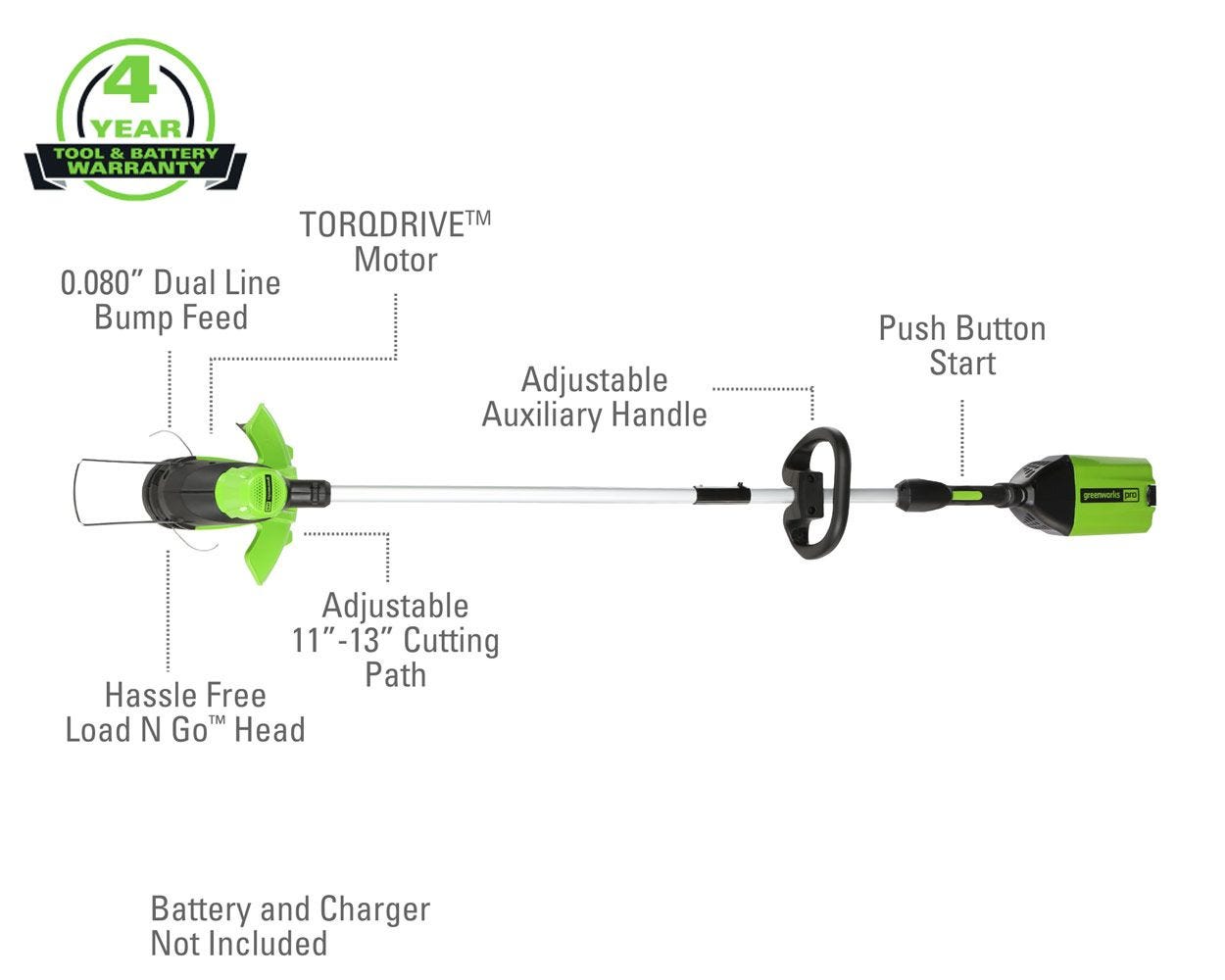 60V 13-Inch Cordless String Trimmer | Greenworks Tools