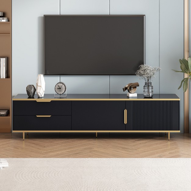 Modern Tv Stand For Tvs Up To 65 quot Tv Media Console Table With 2 Drawers And 2 Cabinets Modernluxe