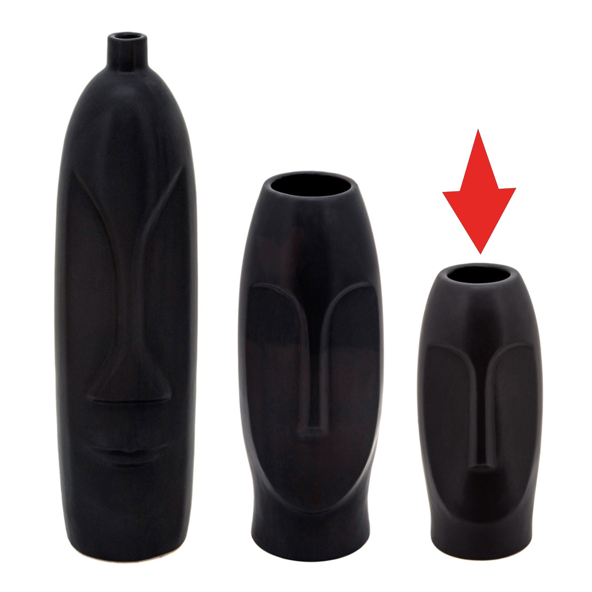 Face Ceramic Vase 25 Cm - Black 15762-02