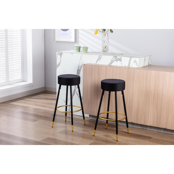 30.11 in. Set of 2 Metal Frame Bar Stool with Velvet Seat