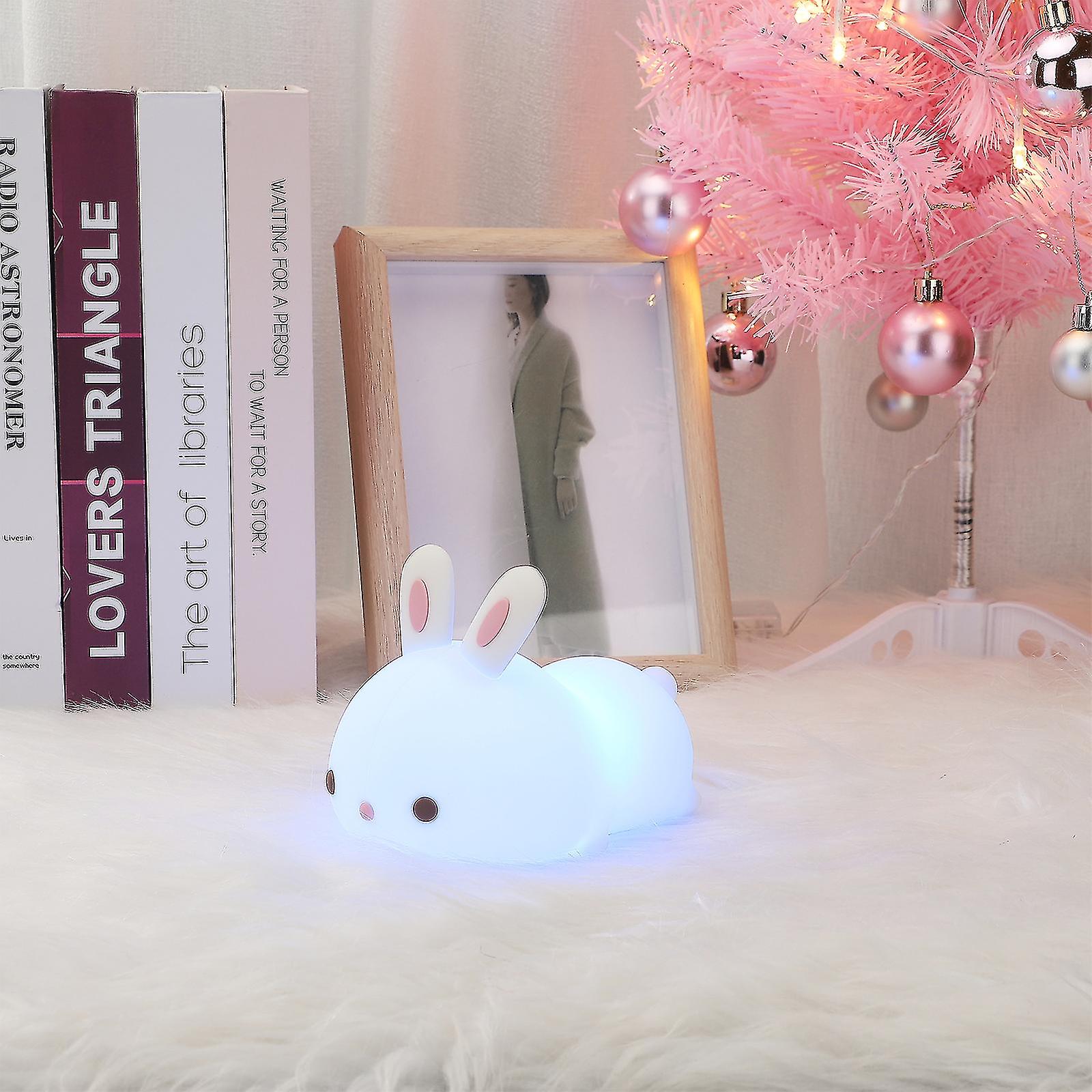 Children Baby Toy Gift Night Light Rabbit Silicone Lamp Decorations Led Touch Sensor Usb Rechargeable Night Light