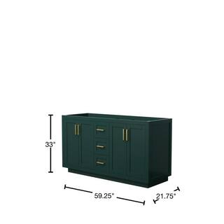 Wyndham Collection Miranda 59.25 in. W x 21.75 in. D x 33 in. H Double Bath Vanity Cabinet without Top in Green WCF292960DGDCXSXXMXX