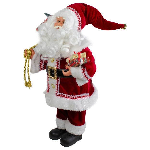 Standing Curly Beard Santa Christmas Figure With Presents