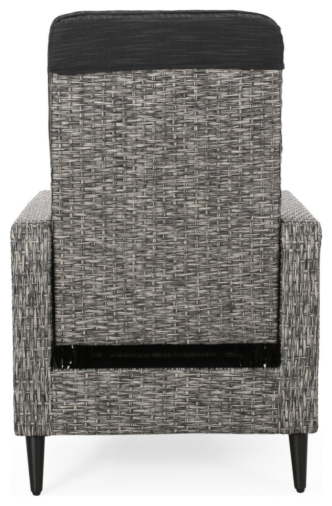 Fircrest Outdoor Wicker Recliner  Mixed Black and Dark Gray   Tropical   Outdoor Lounge Chairs   by GDFStudio  Houzz