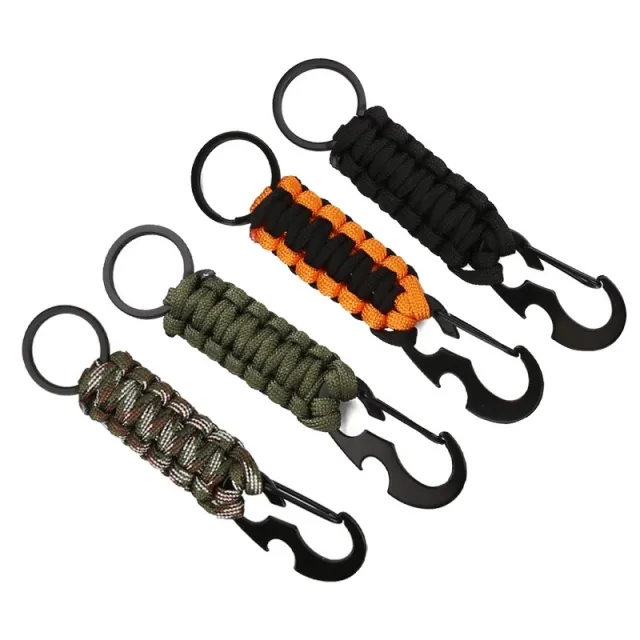 Outdoor Umbrella Rope Weaving Multifunctional EDC Bottle Opening Keychain Tactical Mountaineering Hook Belt Key Chain