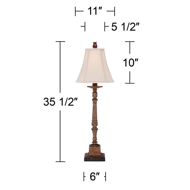 Tall Large Traditional End Table Lamp Brown Single Beige Shade Console Living Room Bedroom Bedside Nightstand House