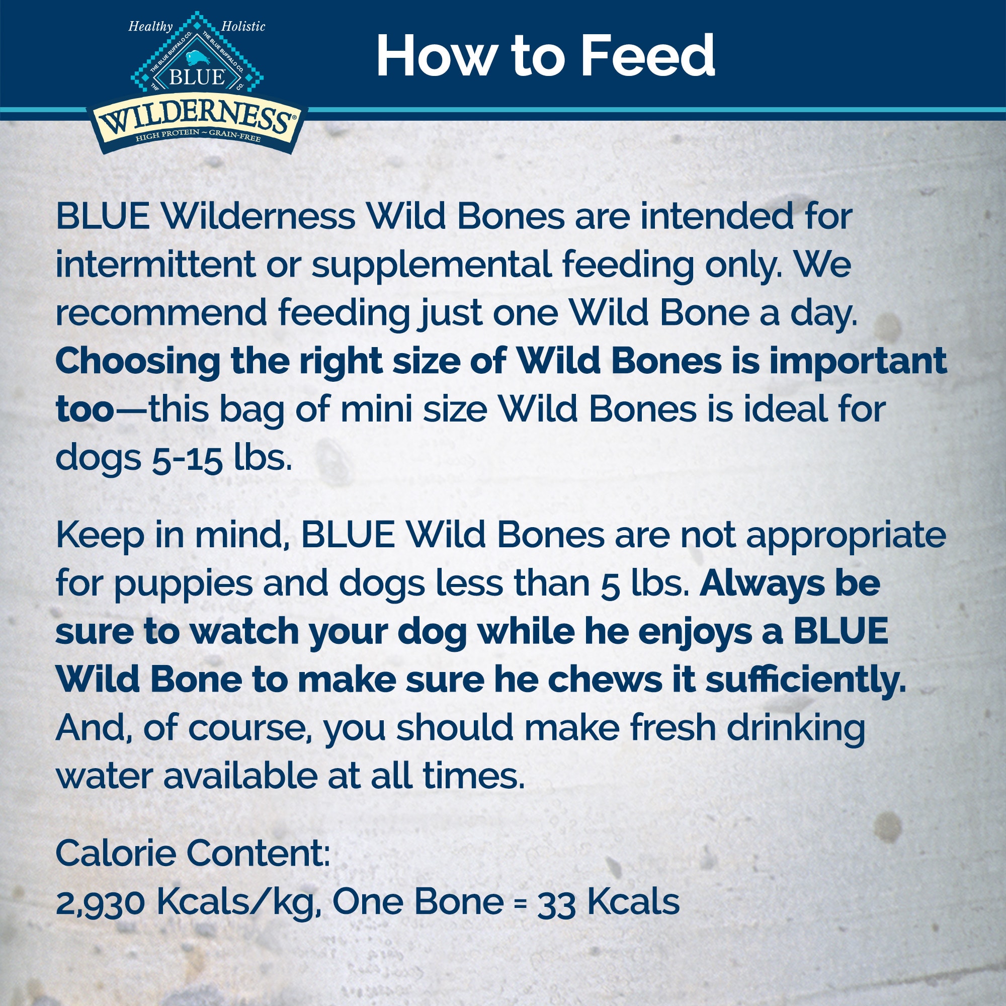 Blue Buffalo Blue Wilderness Wild Bones Mini Dog Chews， 10 oz.