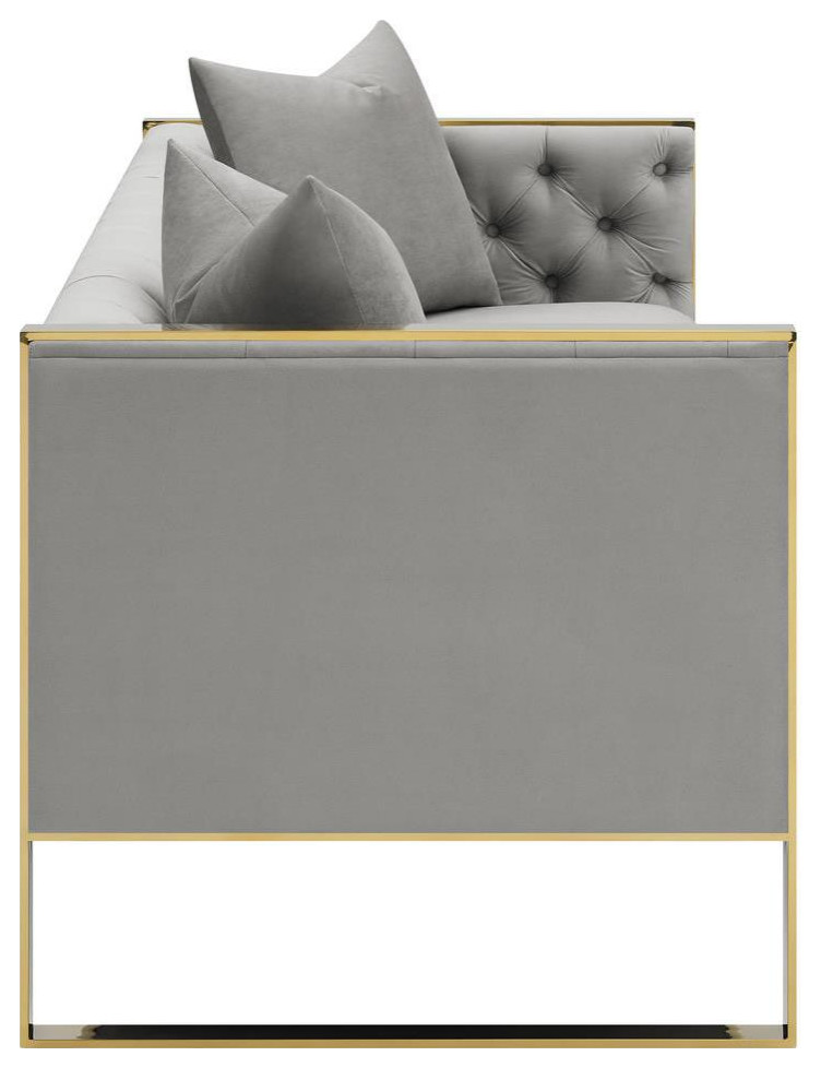 Eastbrook Tufted Back Sofa Grey   Contemporary   Sofas   by BisonOffice  Houzz