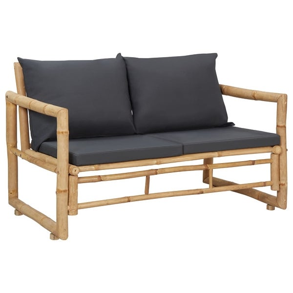 4 Piece Patio Lounge Set with Cushions Bamboo - Overstock - 35848266