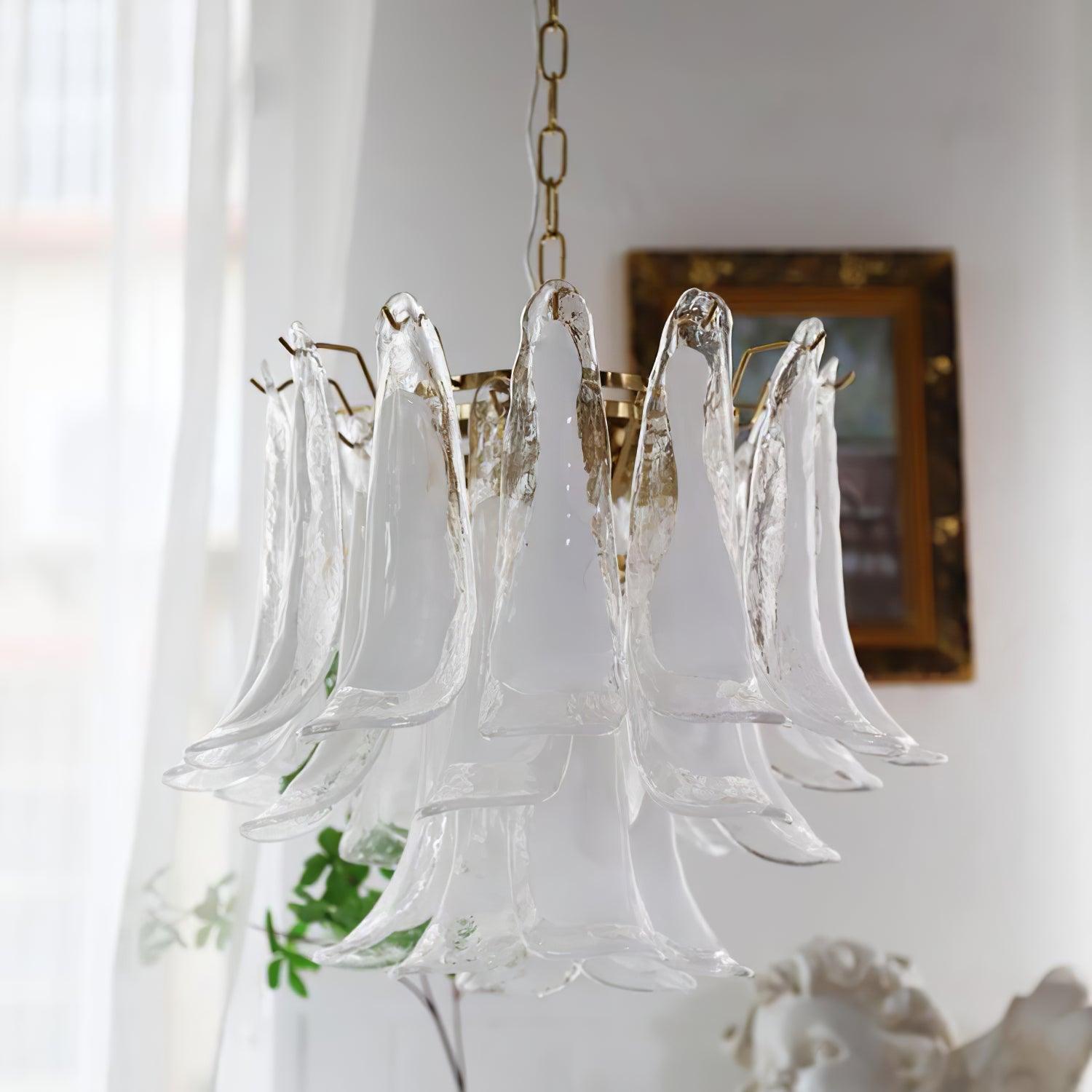 Glass Leaf Cascade Chandelier