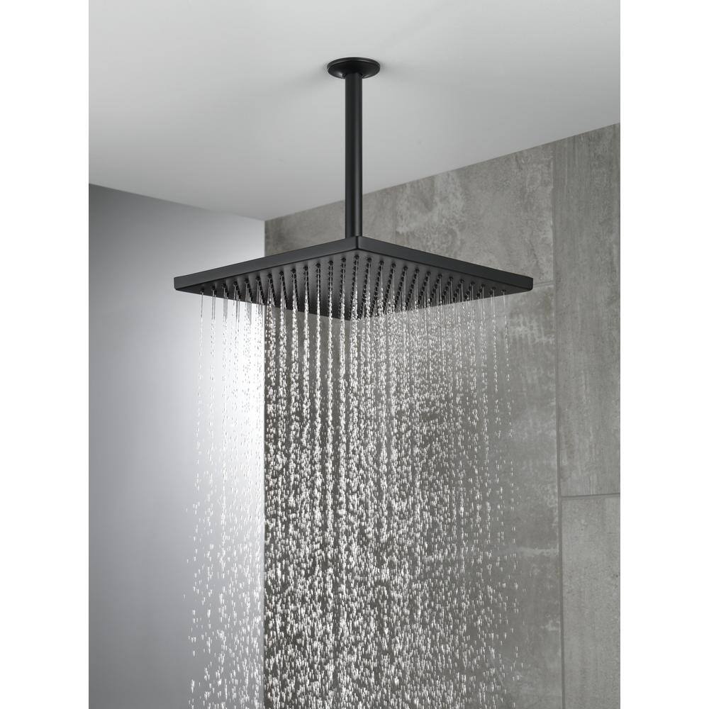 Delta 1-Spray Patterns 2.5 GPM 11.75 in. Wall Mount Fixed Shower Head in Matte Black 52159-BL25