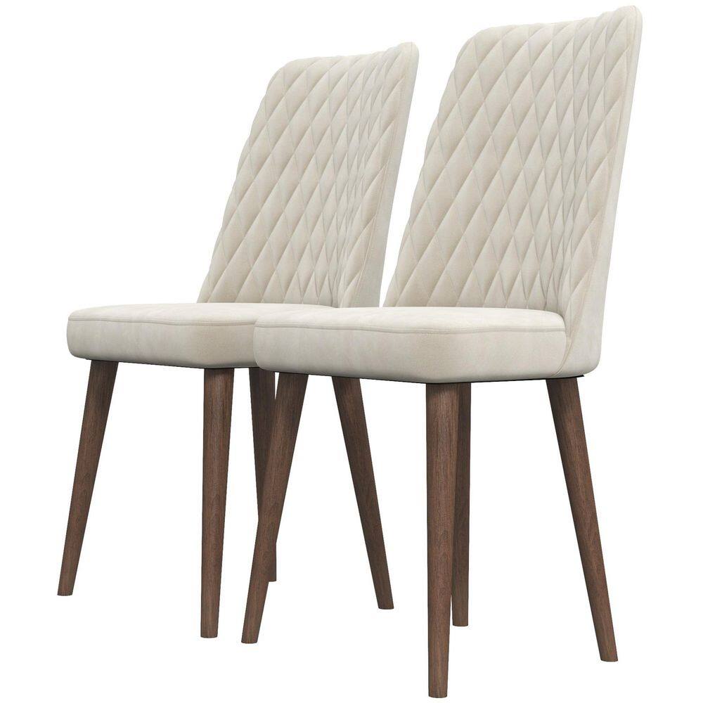 Ashcroft Imports Furniture Co. Ellen Mid-Century Modern Beige Velvet Dining Chair (Set of 2) DCHR-EVE-BEI