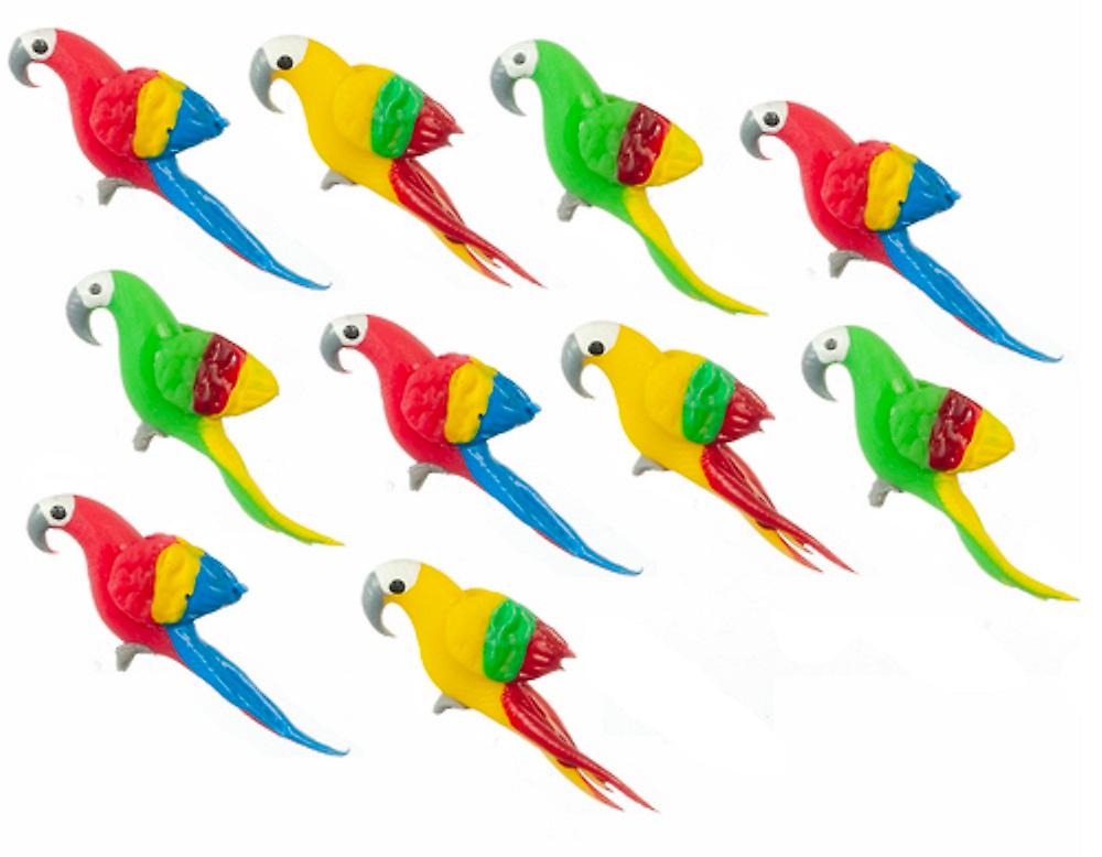 Dolls House 10 Parrots Miniature Bird Aviary Cage Accessory