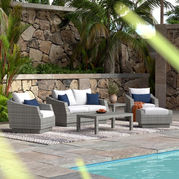 Cannes 6 Piece Sunbrella Outdoor Patio Love and Club Seating Set