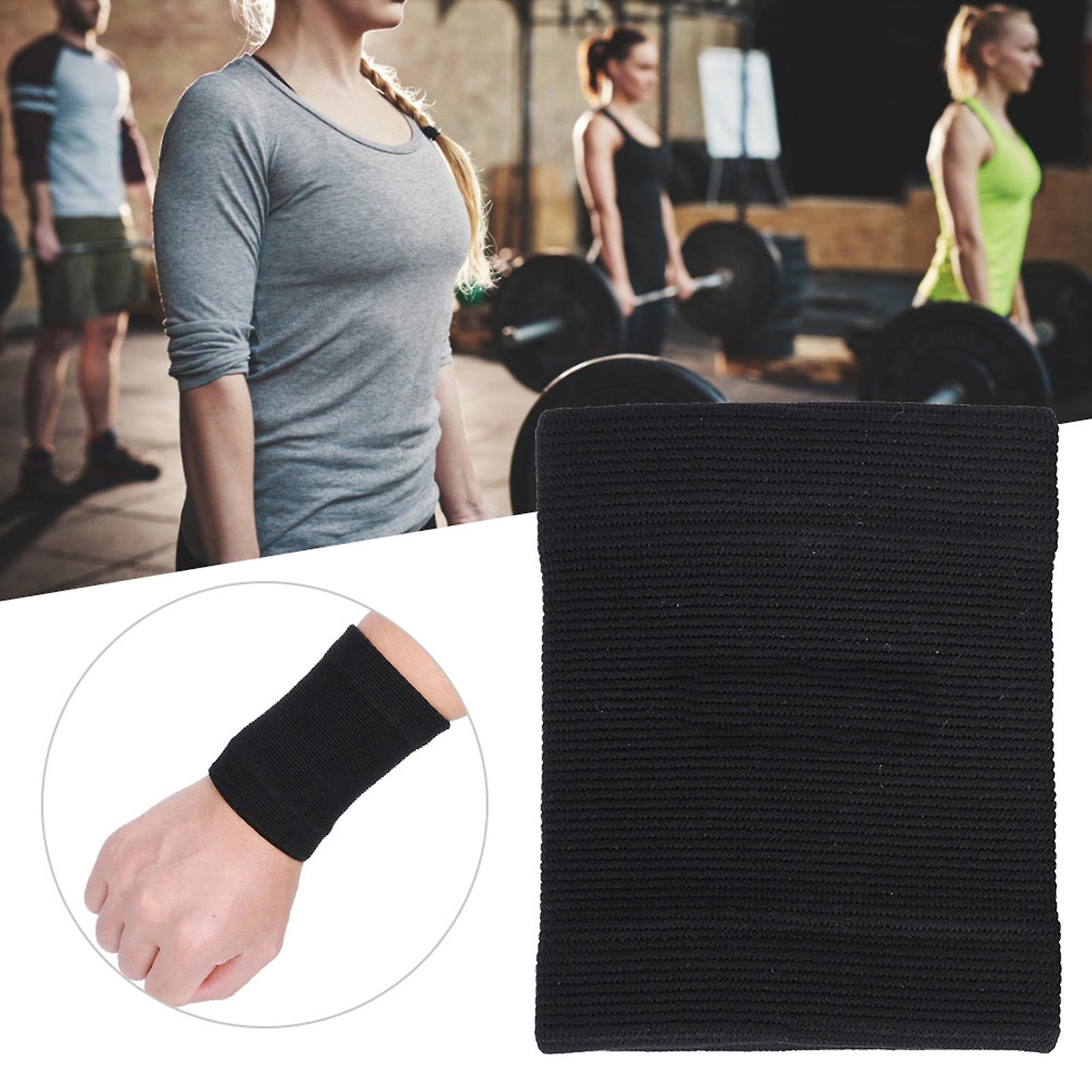 A Pair Of Polyester Fiber Black Sports Outdoor Super Elastic Knitting Flexible Cuff Pain Relief Wrist Guard Brace Support