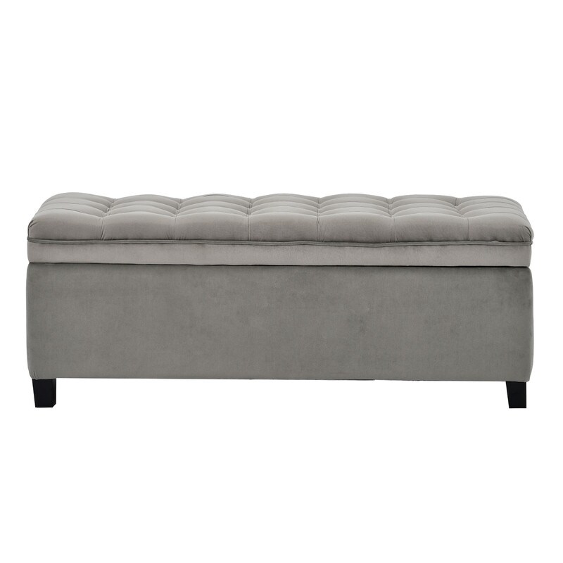 Storage stool  for bedroom  end of bed  button tufted linen fabric Ottoman sofa  bench