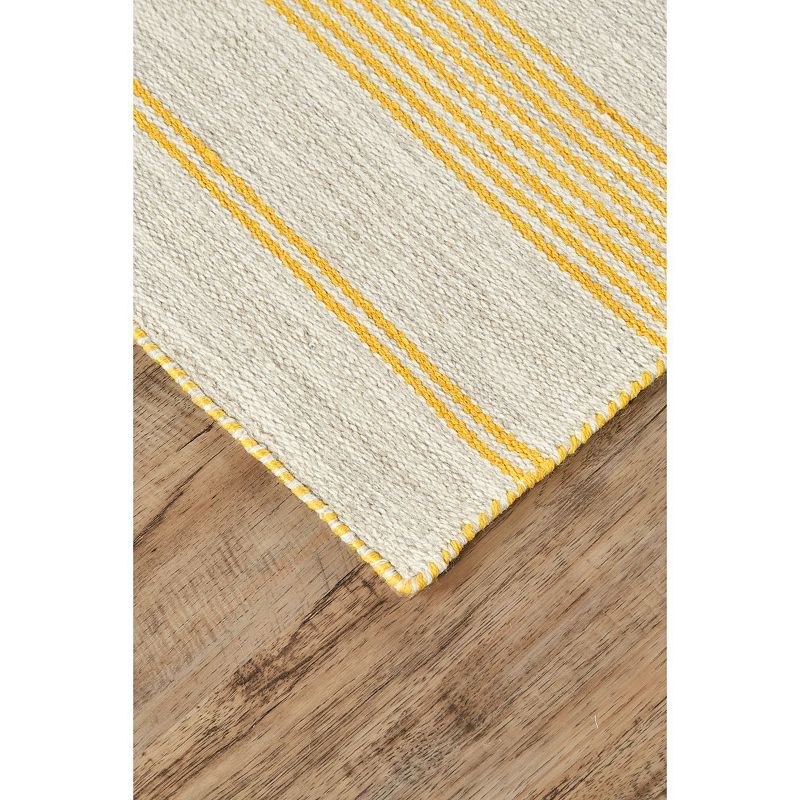 2' x 3' Yellow and Ivory Handwoven Striped Rectangular Outdoor Area Throw Rug