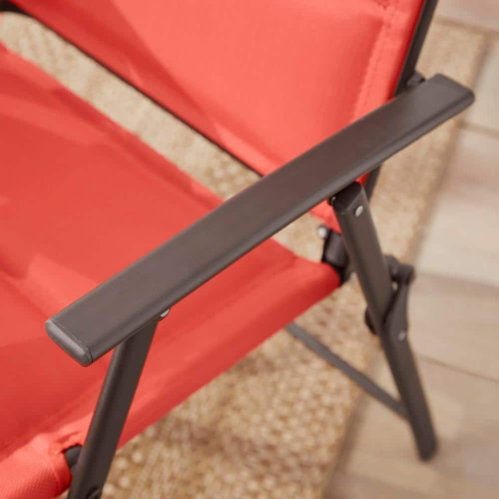 StyleWell Mix and Match Steel Padded Sling Folding Outdoor Patio Dining Chair in Ruby Red (2-Pack) FDS50249-2PK-RU