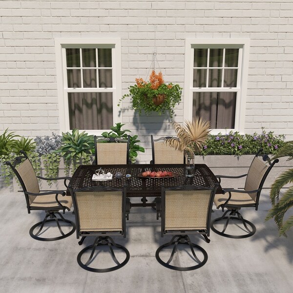 Aluminum Frame Rectangle 71 in. Length Outdoor Dining Table with Umbrella Hole Black