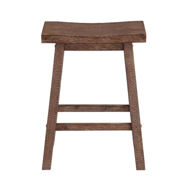 Wooden Frame Saddle Seat Counter Height Stool with Angled Legs， Gray